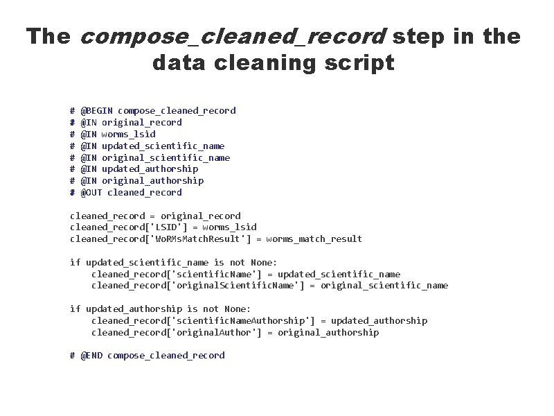 The compose_cleaned_record step in the data cleaning script # # # # @BEGIN compose_cleaned_record