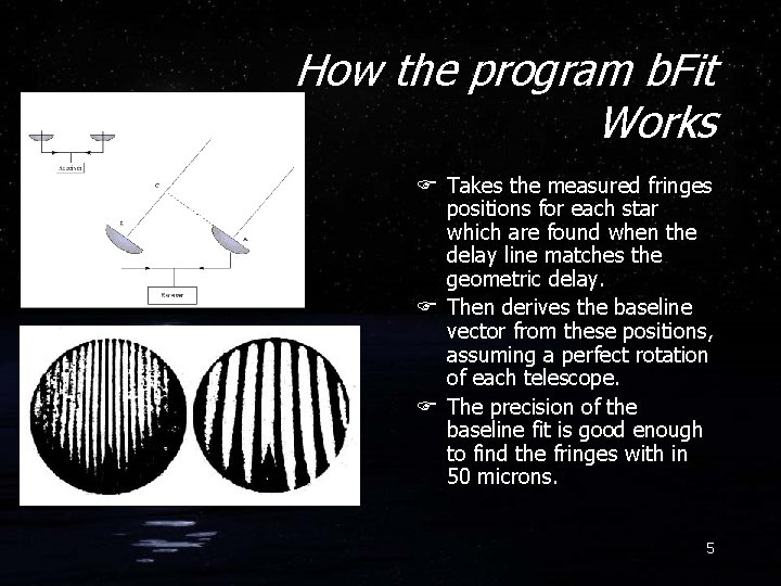 How the program b. Fit Works F Takes the measured fringes positions for each