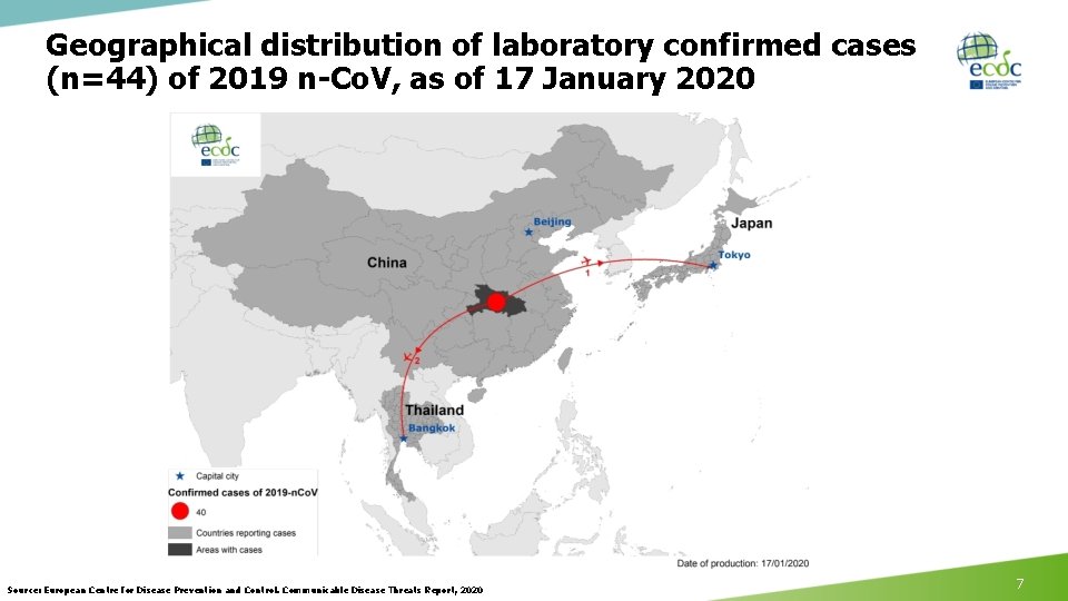 Geographical distribution of laboratory confirmed cases (n=44) of 2019 n-Co. V, as of 17