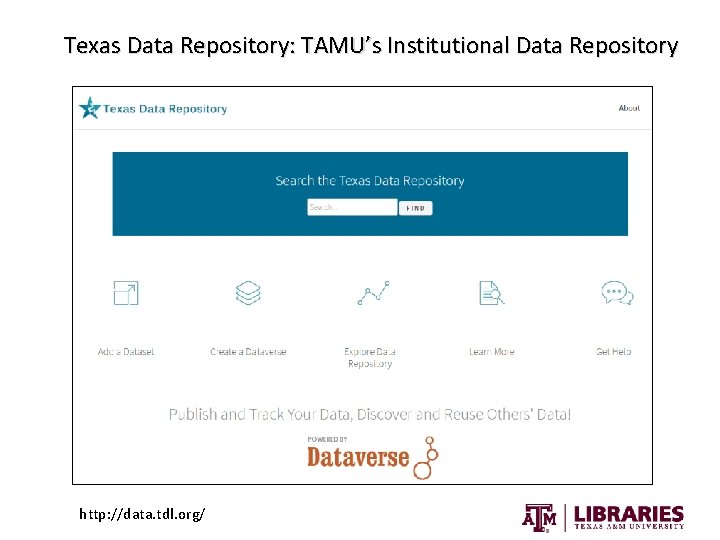 OFFICE OF SCHOLARLY COMMUNICATIONS Texas Data Repository: TAMU’s Institutional Data Repository Texas A&M University