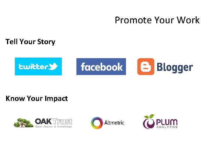 OFFICE OF SCHOLARLY COMMUNICATIONS Texas A&M University Libraries Tell Your Story Know Your Impact