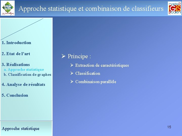 Approche statistique de classifieurs Le déroulement de etlacombinaison soutenance 1. Introduction 2. Etat de