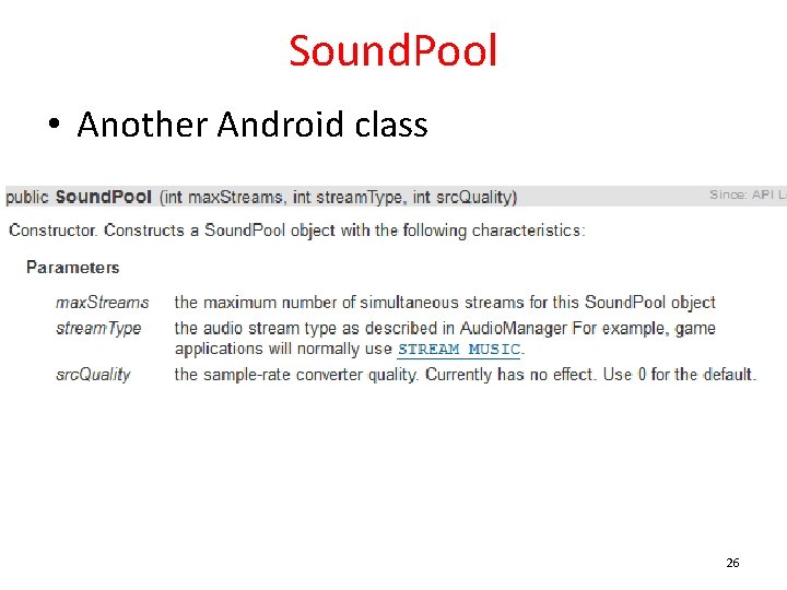 Sound. Pool • Another Android class 26 