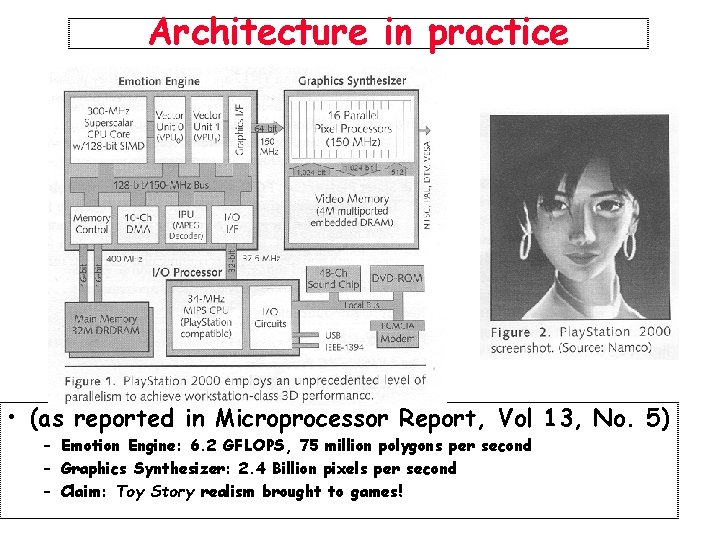 Architecture in practice • (as reported in Microprocessor Report, Vol 13, No. 5) –
