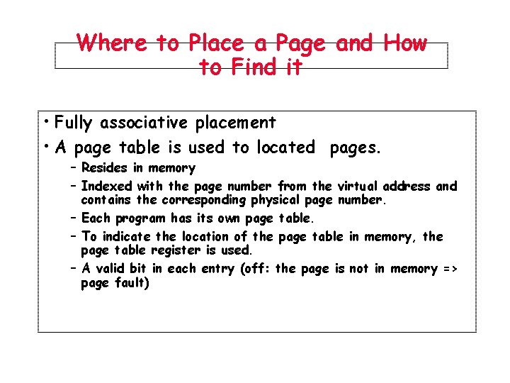 Where to Place a Page and How to Find it • Fully associative placement