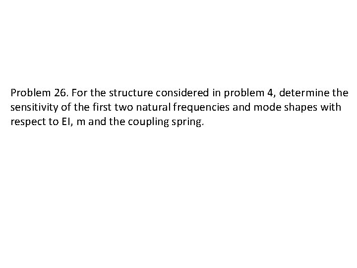 Problem 26. For the structure considered in problem 4, determine the sensitivity of the