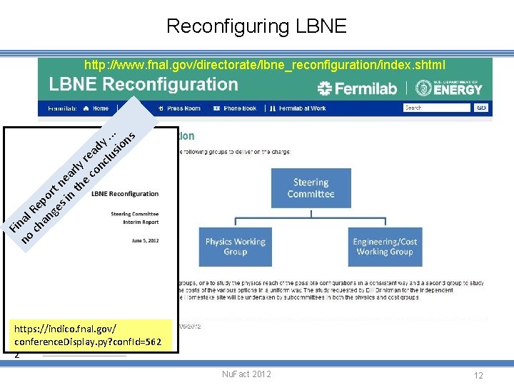 Reconfiguring LBNE http: //www. fnal. gov/directorate/lbne_reconfiguration/index. shtml . . s. y ion d ea