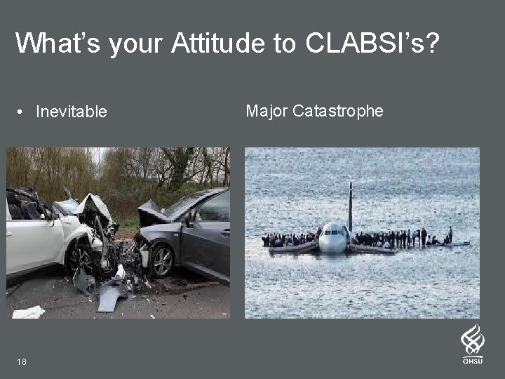 What’s your Attitude to CLABSI’s? • Inevitable 18 Major Catastrophe 