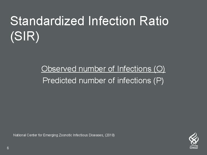 Standardized Infection Ratio (SIR) Observed number of Infections (O) Predicted number of infections (P)