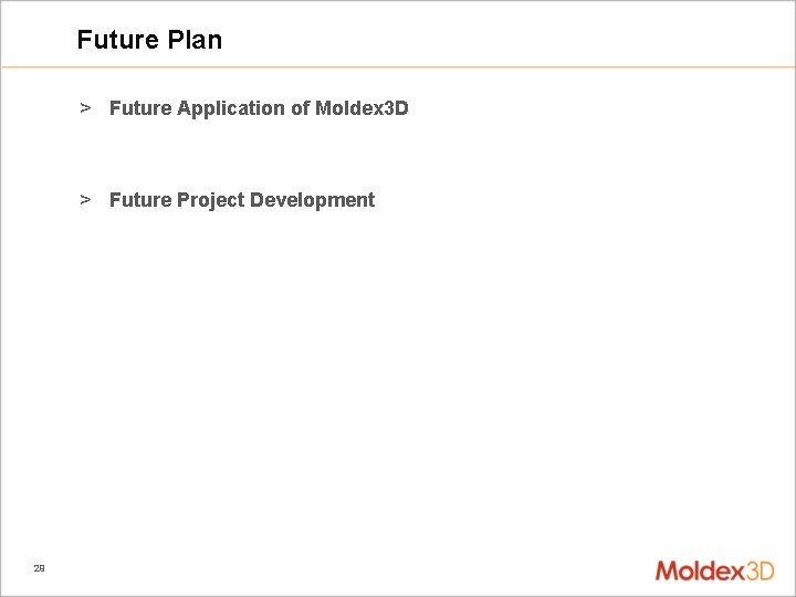 Future Plan > Future Application of Moldex 3 D > Future Project Development 29