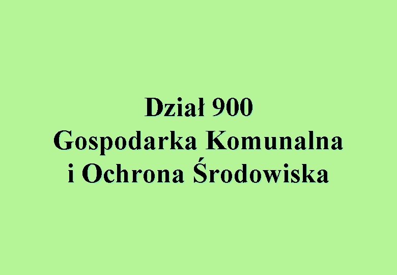 Dział 900 Gospodarka Komunalna i Ochrona Środowiska 