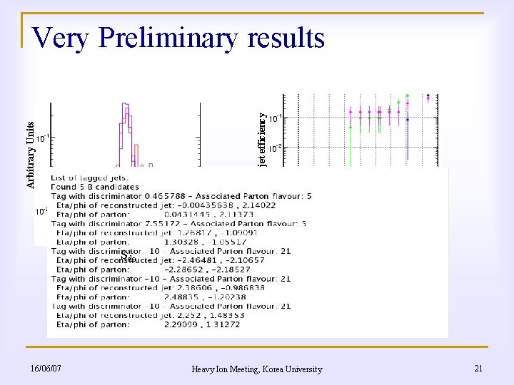 Arbitrary Units Non b-jet efficiency Very Preliminary results Sdo 16/06/07 Heavy Ion Meeting, Korea