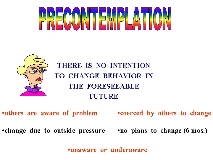 THERE IS NO INTENTION TO CHANGE BEHAVIOR IN THE FORESEEABLE FUTURE • others are