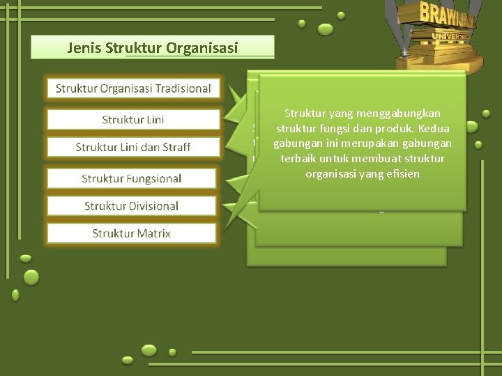 Jenis Struktur Organisasi Strukturyangmemiliki menggabungkan Jenis struktur lini perintah Jenis struktur organisasi ini Stuktur
