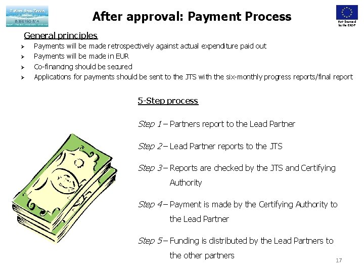 After approval: Payment Process Part-financed by the ERDF General principles Payments will be made