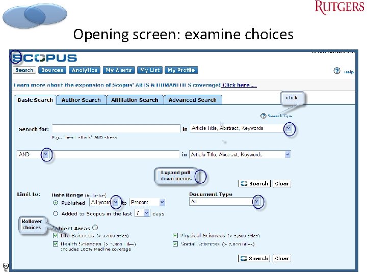 Opening screen: examine choices © Tefko Saracevic 14 