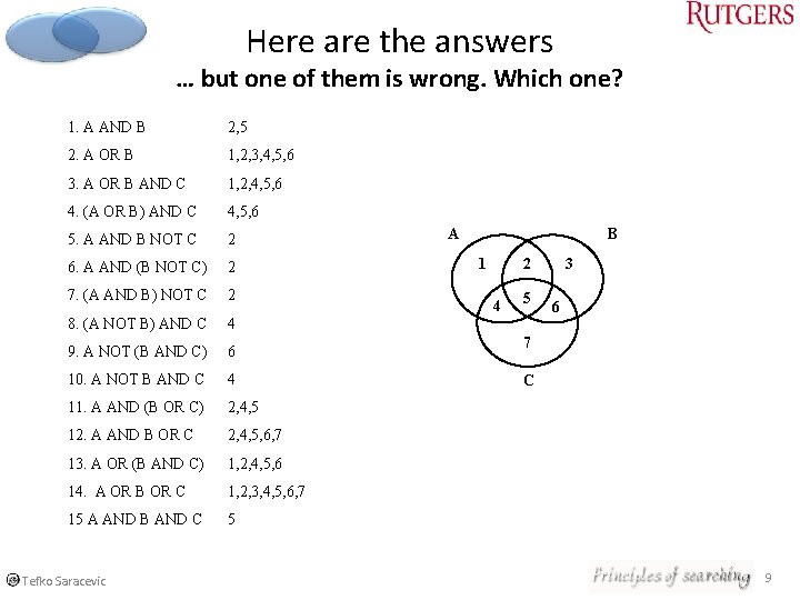 Here are the answers … but one of them is wrong. Which one? 1.