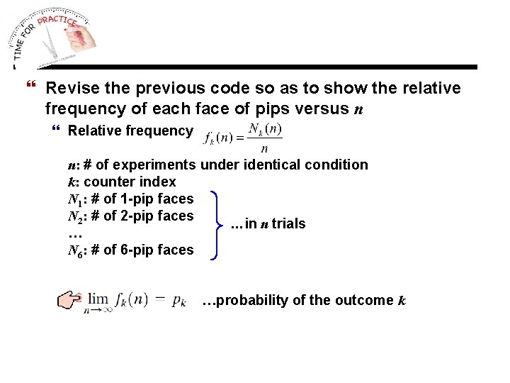 } Revise the previous code so as to show the relative frequency of each } Revise the previous code so as to show the relative frequency of each