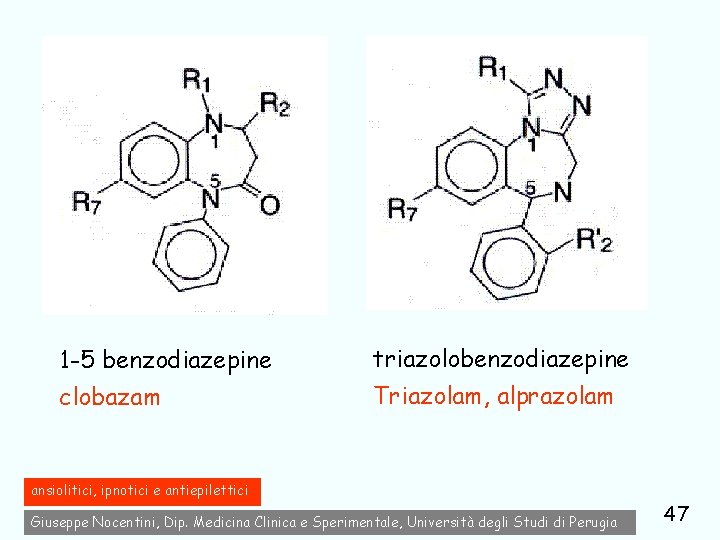 1 -5 benzodiazepine triazolobenzodiazepine clobazam Triazolam, alprazolam ansiolitici, ipnotici e antiepilettici Giuseppe Nocentini, Dip.
