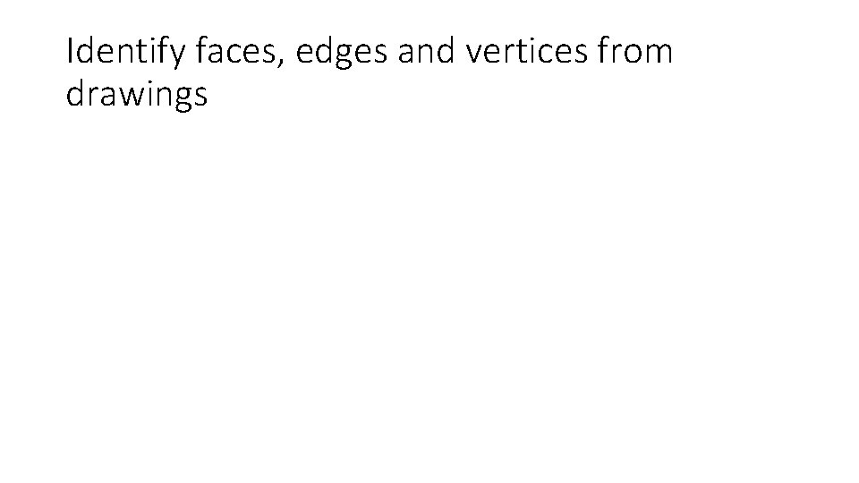 Identify faces, edges and vertices from drawings  Identify faces, edges and vertices from drawings