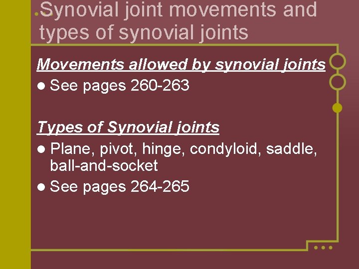 Synovial joint movements and types of synovial joints Movements allowed by synovial joints l