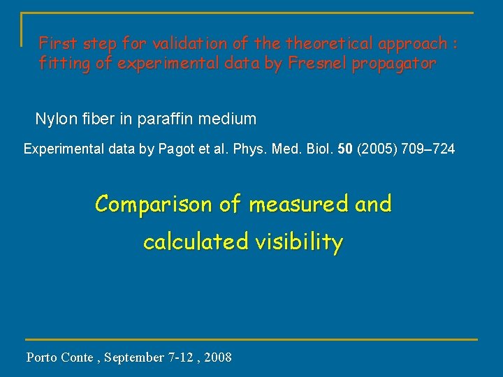 First step for validation of theoretical approach : fitting of experimental data by Fresnel