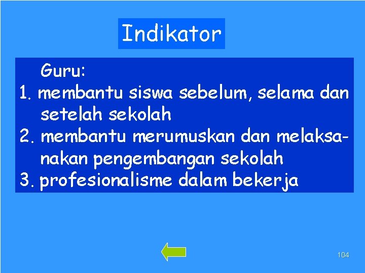 Indikator Guru: 1. membantu siswa sebelum, selama dan setelah sekolah 2. membantu merumuskan dan