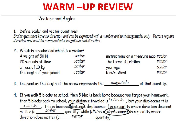 WARM –UP REVIEW 