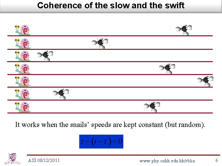 Coherence of the slow and the swift It works when the snails’ speeds are