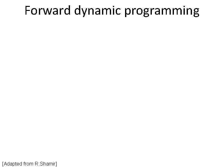 Forward dynamic programming [Adapted from R. Shamir] 