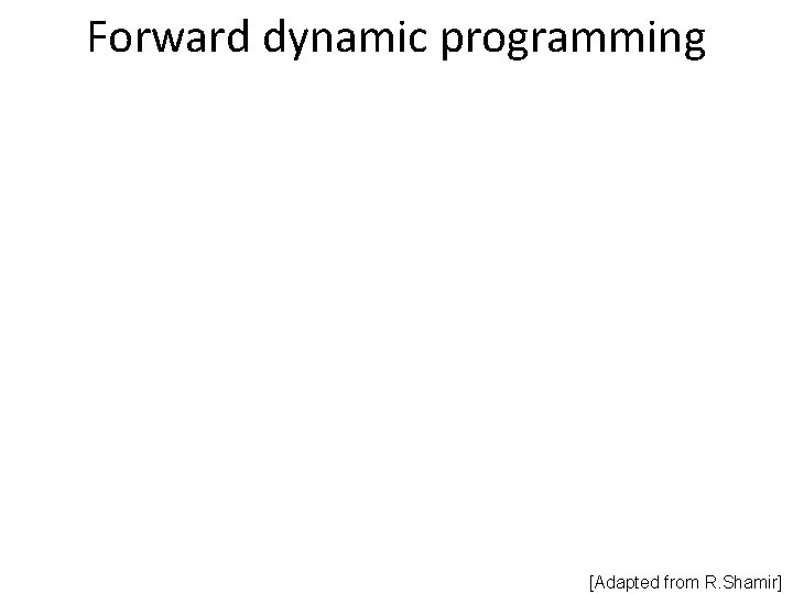 Forward dynamic programming [Adapted from R. Shamir] 
