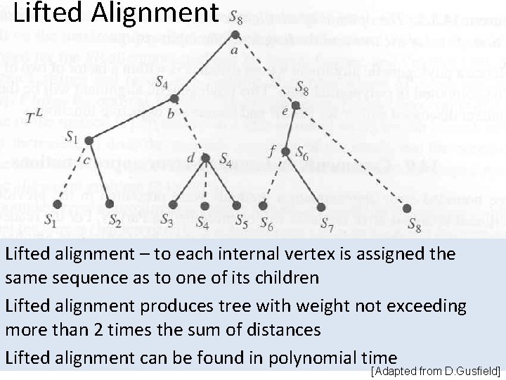 Lifted Alignment Lifted alignment – to each internal vertex is assigned the same sequence Lifted Alignment Lifted alignment – to each internal vertex is assigned the same sequence