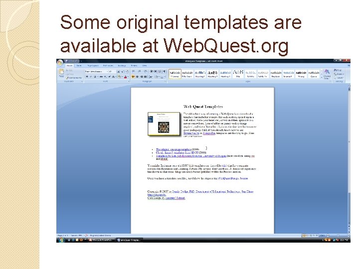Some original templates are available at Web. Quest. org 