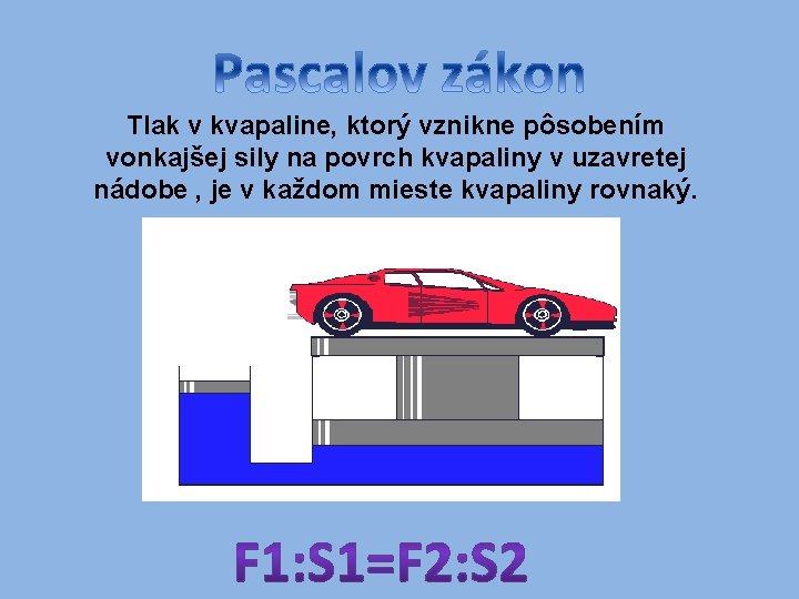 Tlak v kvapaline, ktorý vznikne pôsobením vonkajšej sily na povrch kvapaliny v uzavretej nádobe