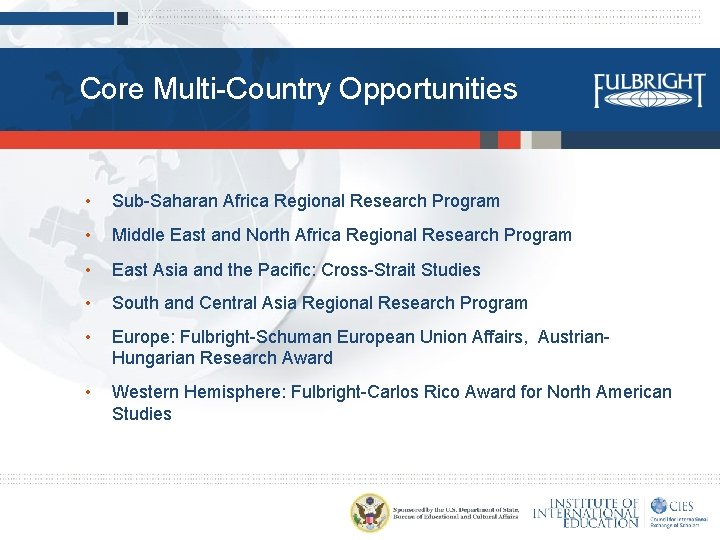 Core Multi-Country Opportunities • Sub-Saharan Africa Regional Research Program • Middle East and North