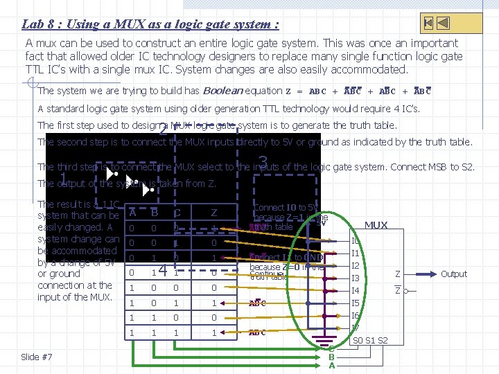 Lab 8 : Using a MUX as a logic gate system : A mux
