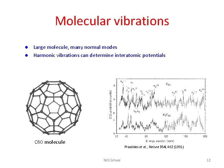 Molecular vibrations l l Large molecule, many normal modes Harmonic vibrations can determine interatomic