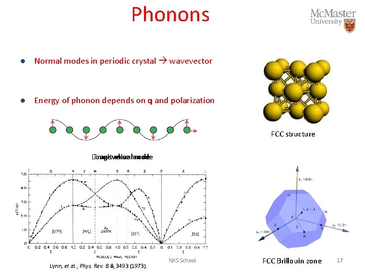 Phonons l Normal modes in periodic crystal wavevector l Energy of phonon depends on