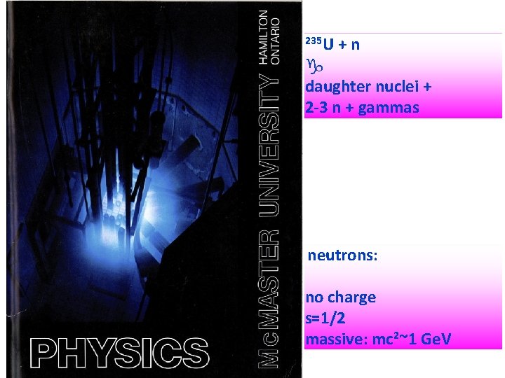 235 U +n g daughter nuclei + 2 -3 n + gammas neutrons: no