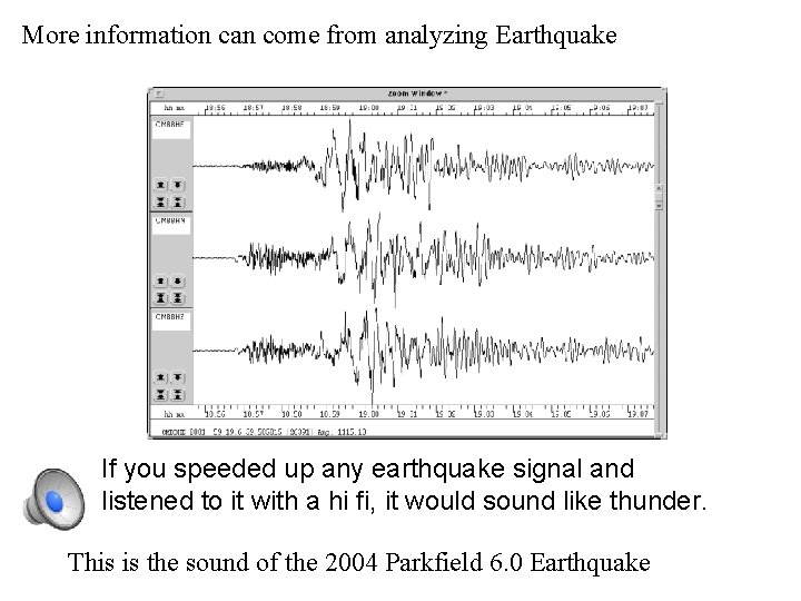 More information can come from analyzing Earthquake If you speeded up any earthquake signal