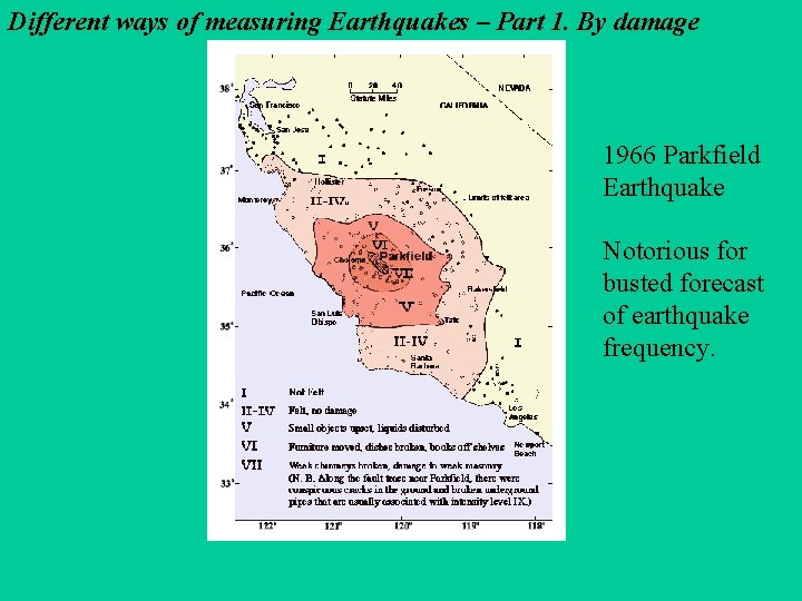 Different ways of measuring Earthquakes – Part 1. By damage 1966 Parkfield Earthquake Notorious