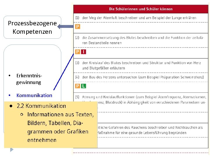 Prozessbezogene Kompetenzen • Erkenntnisgewinnung • Kommunikation • Bewertung 