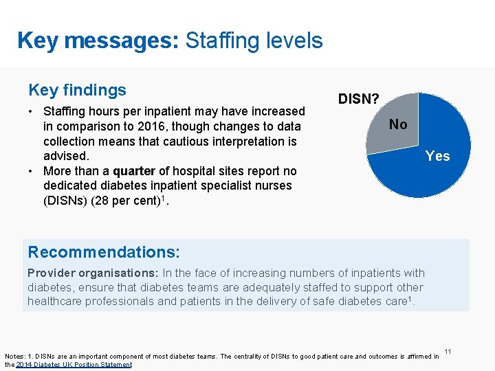 Key messages: Staffing levels Key findings • Staffing hours per inpatient may have increased