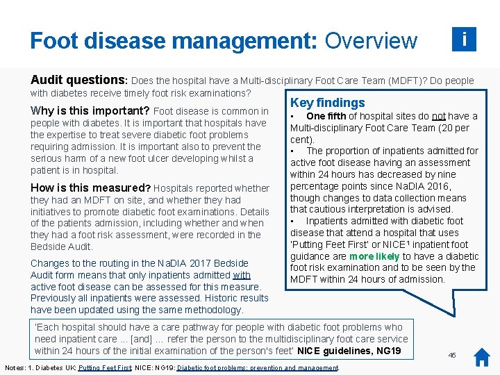 Foot disease management: Overview i Audit questions: Does the hospital have a Multi-disciplinary Foot