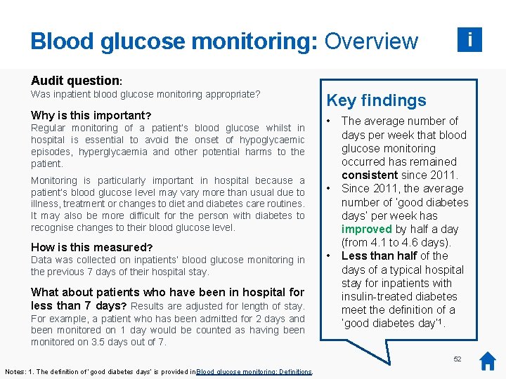 Blood glucose monitoring: Overview i Audit question: Was inpatient blood glucose monitoring appropriate? Why