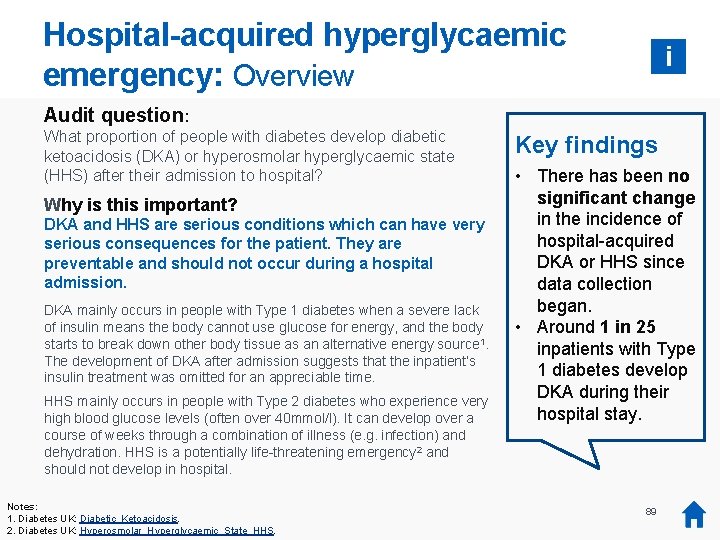 Hospital-acquired hyperglycaemic emergency: Overview i Audit question: What proportion of people with diabetes develop