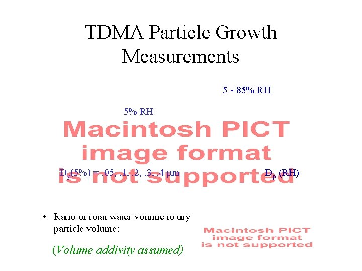 TDMA Particle Growth Measurements 5 - 85% RH Dp(5%) =. 05, . 1, .