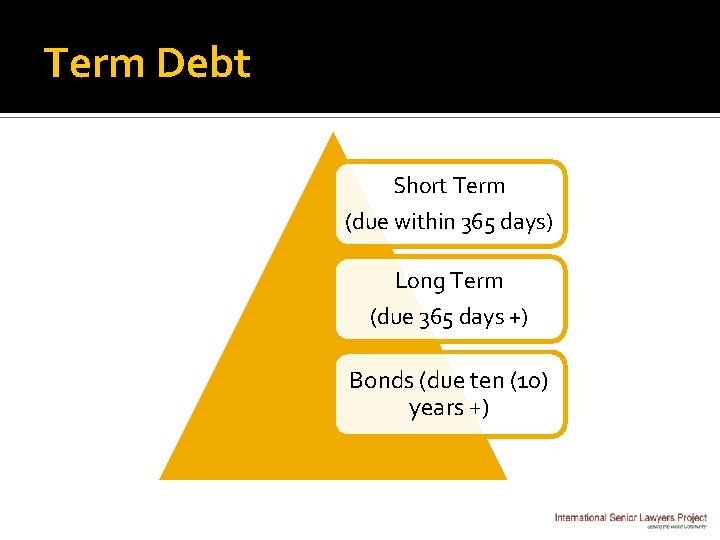 Term Debt Short Term (due within 365 days) Long Term (due 365 days +)