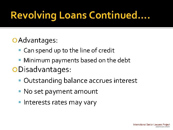 Basic Principles of Lending and Security Loan Agreements