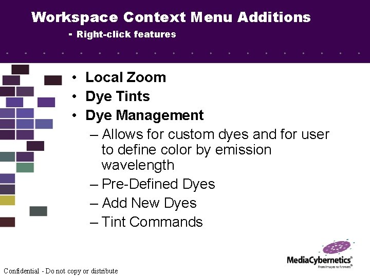 Workspace Context Menu Additions - Right-click features • Local Zoom • Dye Tints •